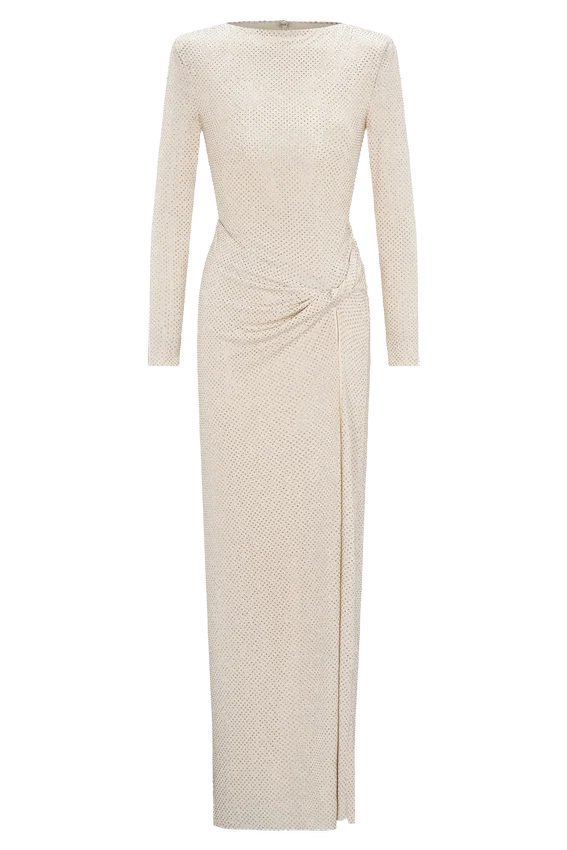 Deanna Long Sleeve Diamante Maxi Dress – Gold Deanna Long Sleeve Diamante Maxi Dress – Gold