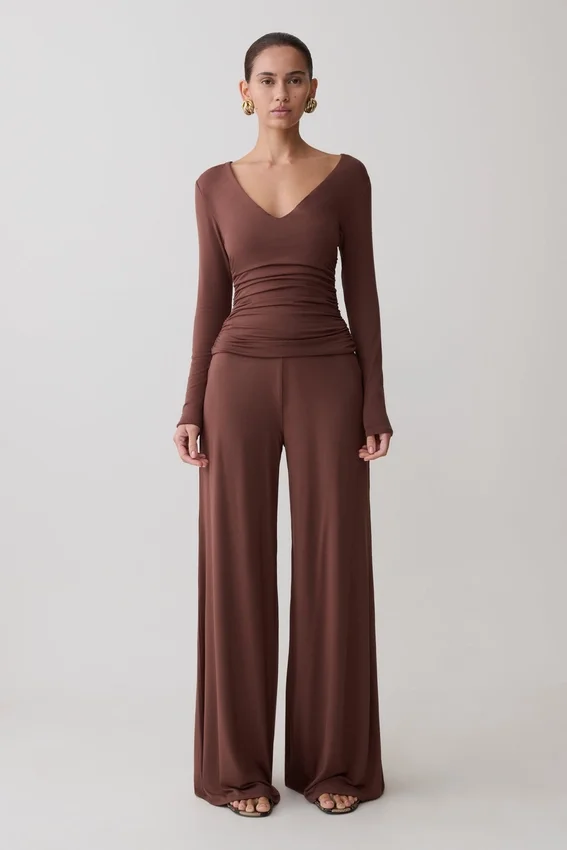 Dewi Wide Leg Modal Pants – Chocolate Dewi Wide Leg Modal Pants – Chocolate