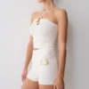 Dimitri Mini Knit Shorts With Belt – Ivory