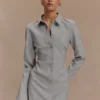 Dorian Fitted Shirt Mini Dress – Charcoal Marle