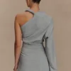 Dorian Twist Shoulder Mini Dress – Charcoal Marle