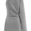 Dorian Twist Shoulder Mini Dress – Charcoal Marle