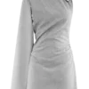 Dorian Twist Shoulder Mini Dress – Charcoal Marle