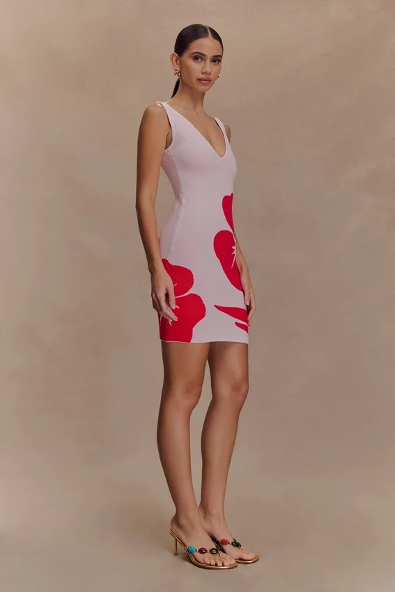 Dorothy Knit Print Mini Dress – Red Deco Fleur Print Dorothy Knit Print Mini Dress – Red Deco Fleur Print