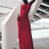 Edwina Knotted Mesh Maxi Dress – Red