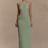 Edwina Knotted Mesh Maxi Dress – Sage