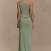 Edwina Knotted Mesh Maxi Dress – Sage