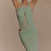 Edwina Knotted Mesh Maxi Dress – Sage