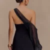 Effie Organza One Sleeve Mini Dress – Black Effie Organza One Sleeve Mini Dress – Black