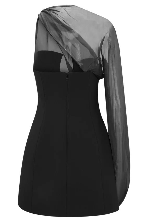 Effie Organza One Sleeve Mini Dress – Black Effie Organza One Sleeve Mini Dress – Black