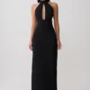 Elan Stretch Crepe Maxi Dress – Black