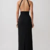 Elan Stretch Crepe Maxi Dress – Black