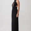 Elan Stretch Crepe Maxi Dress – Black
