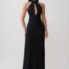 Elan Stretch Crepe Maxi Dress – Black