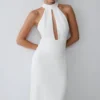 Elan Stretch Crepe Maxi Dress – White