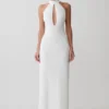 Elan Stretch Crepe Maxi Dress – White