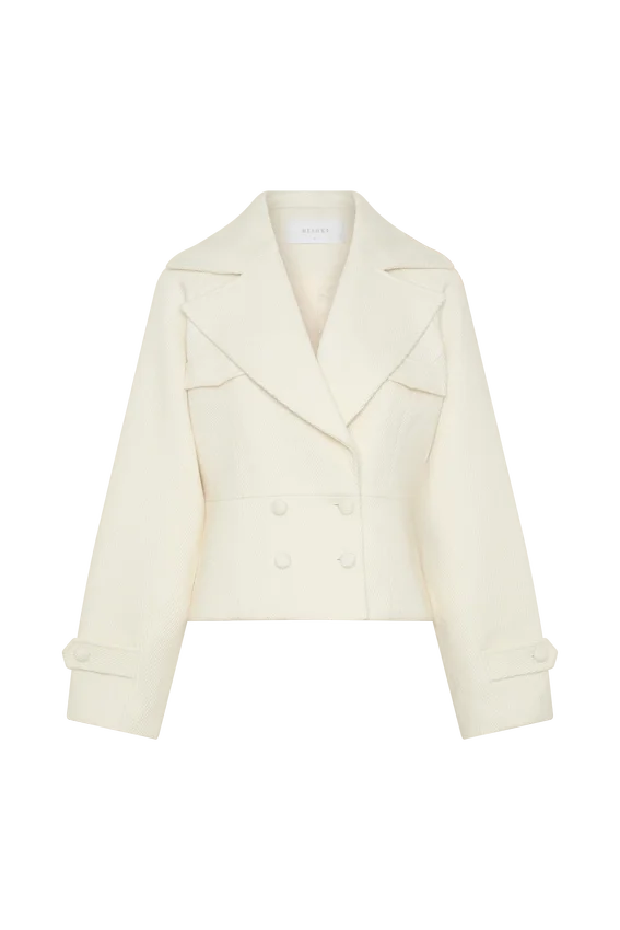 Elara Cropped Collared Jacket – Ivory Elara Cropped Collared Jacket – Ivory