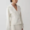 Elara Cropped Collared Jacket – Ivory Elara Cropped Collared Jacket – Ivory