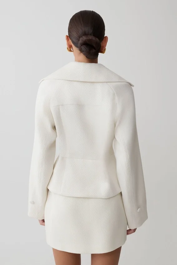 Elara Cropped Collared Jacket – Ivory Elara Cropped Collared Jacket – Ivory