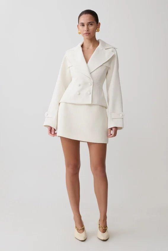 Elara Cropped Collared Jacket – Ivory Elara Cropped Collared Jacket – Ivory