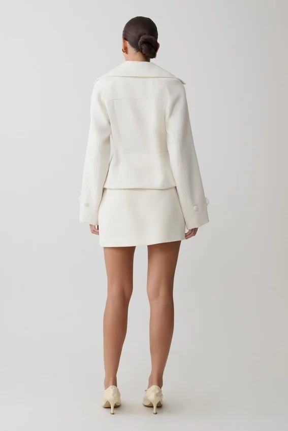 Elara Cropped Collared Jacket – Ivory Elara Cropped Collared Jacket – Ivory