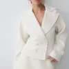 Elara Cropped Collared Jacket – Ivory Elara Cropped Collared Jacket – Ivory