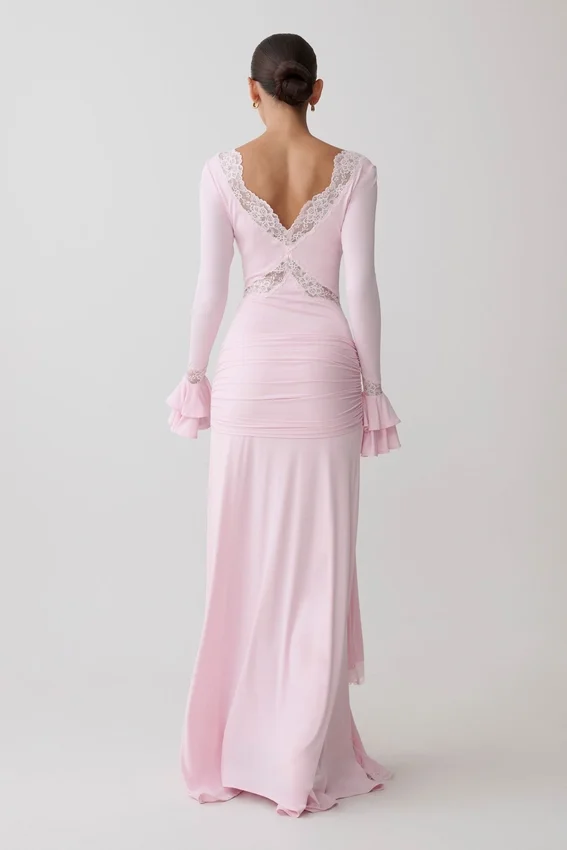 Electra Slinky Lace Maxi Dress – Ballet Pink Electra Slinky Lace Maxi Dress – Ballet Pink