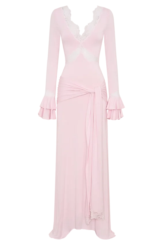 Electra Slinky Lace Maxi Dress – Ballet Pink Electra Slinky Lace Maxi Dress – Ballet Pink