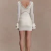 Electra Slinky Lace Mini Dress – Ivory