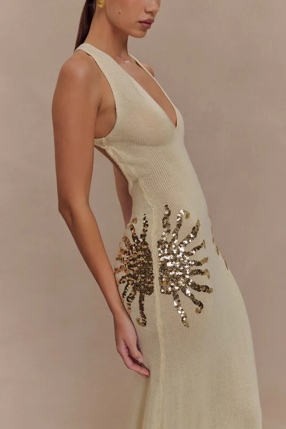 Ellington Knit Maxi Dress With Sequin – Ivory Ellington Knit Maxi Dress With Sequin – Ivory