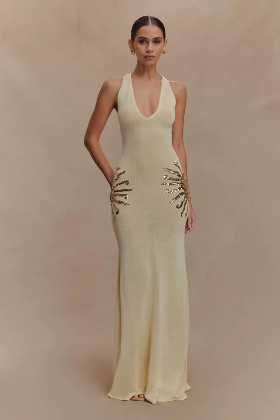 Ellington Knit Maxi Dress With Sequin – Ivory Ellington Knit Maxi Dress With Sequin – Ivory