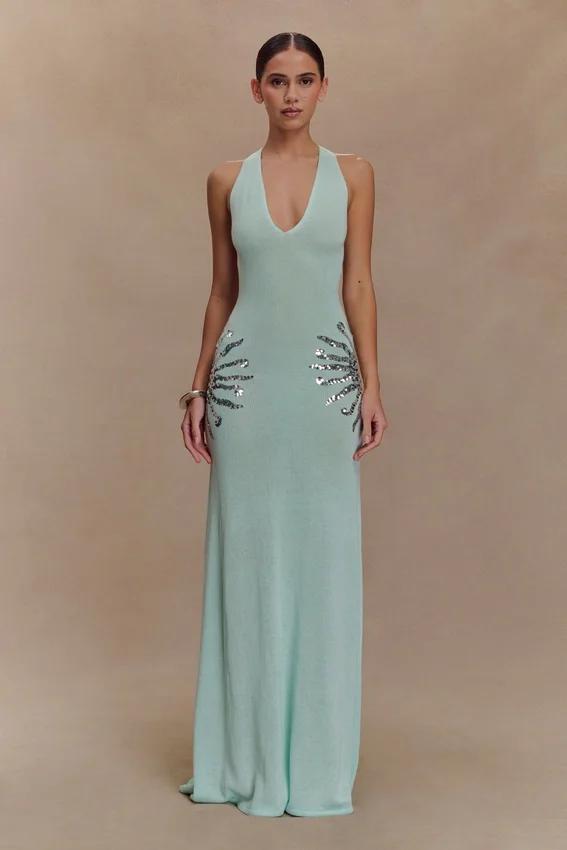 Ellington Knit Maxi Dress With Sequin – Lagoon Ellington Knit Maxi Dress With Sequin – Lagoon