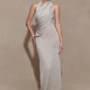 Elma Lurex Knit Halter Maxi Dress – Silver Elma Lurex Knit Halter Maxi Dress – Silver