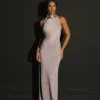Elma Lurex Knit Halter Maxi Dress – Silver Elma Lurex Knit Halter Maxi Dress – Silver
