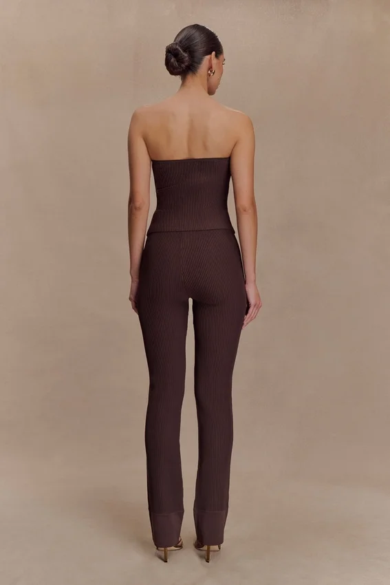 Elodie Ribbed Knit Pants – Chocolate Elodie Ribbed Knit Pants – Chocolate