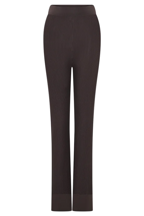 Elodie Ribbed Knit Pants – Chocolate Elodie Ribbed Knit Pants – Chocolate