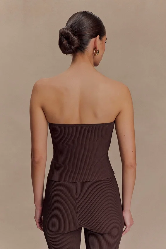 Elodie Strapless Cupped Knit Top – Chocolate Elodie Strapless Cupped Knit Top – Chocolate