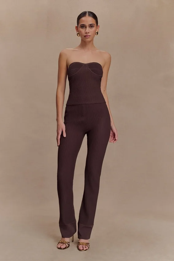 Elodie Strapless Cupped Knit Top – Chocolate Elodie Strapless Cupped Knit Top – Chocolate