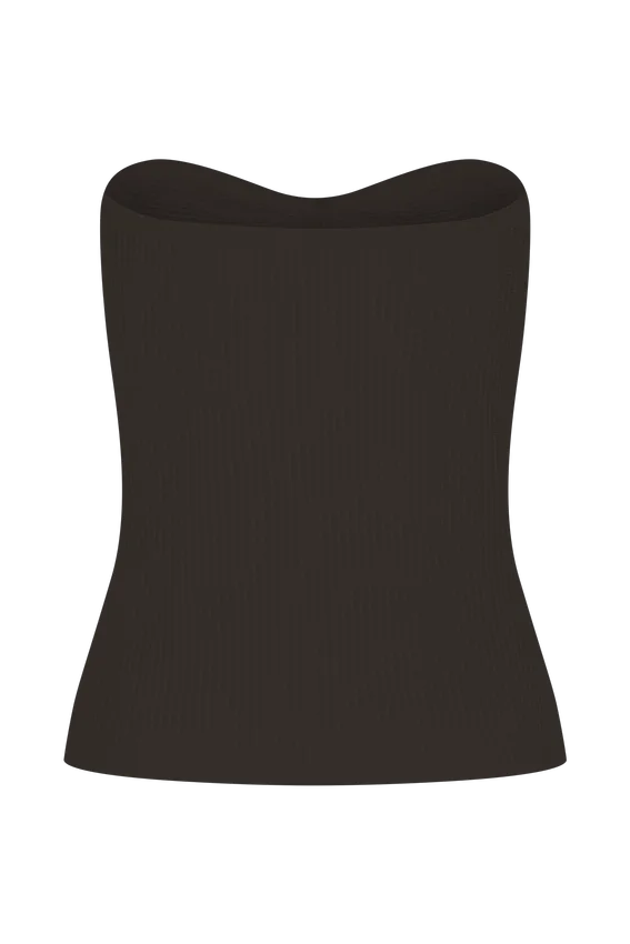 Elodie Strapless Cupped Knit Top – Chocolate Elodie Strapless Cupped Knit Top – Chocolate