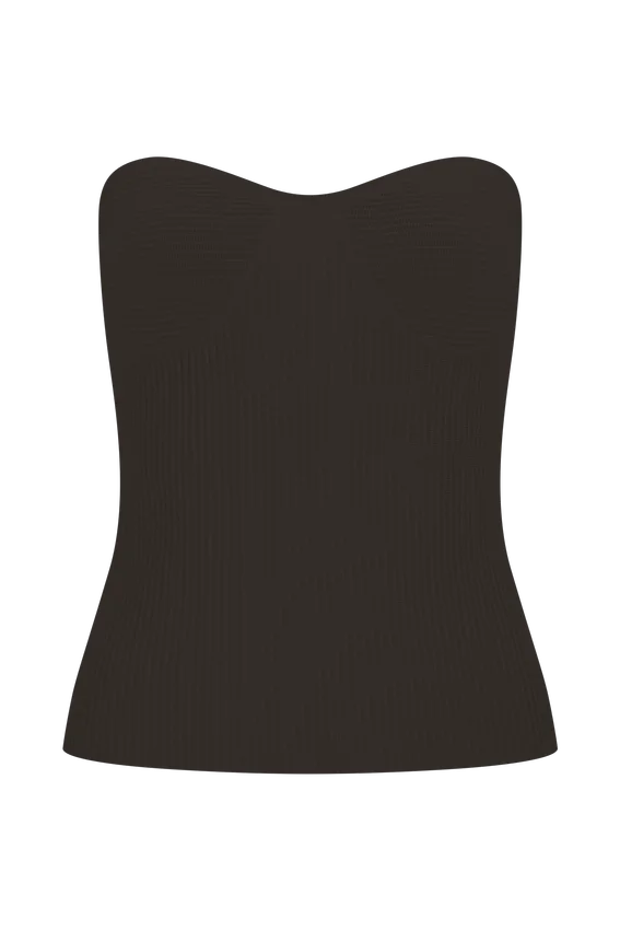 Elodie Strapless Cupped Knit Top – Chocolate Elodie Strapless Cupped Knit Top – Chocolate