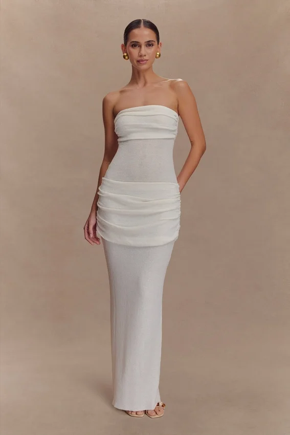 Elora Strapless Knit Maxi Dress – Ivory Elora Strapless Knit Maxi Dress – Ivory