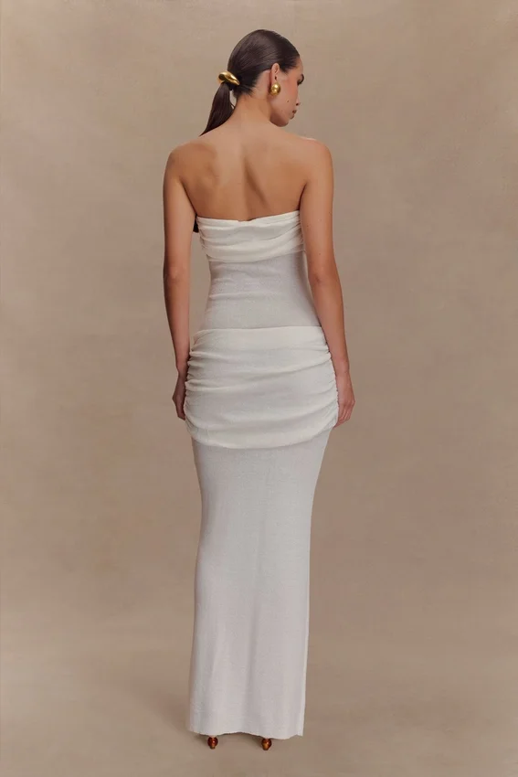 Elora Strapless Knit Maxi Dress – Ivory Elora Strapless Knit Maxi Dress – Ivory