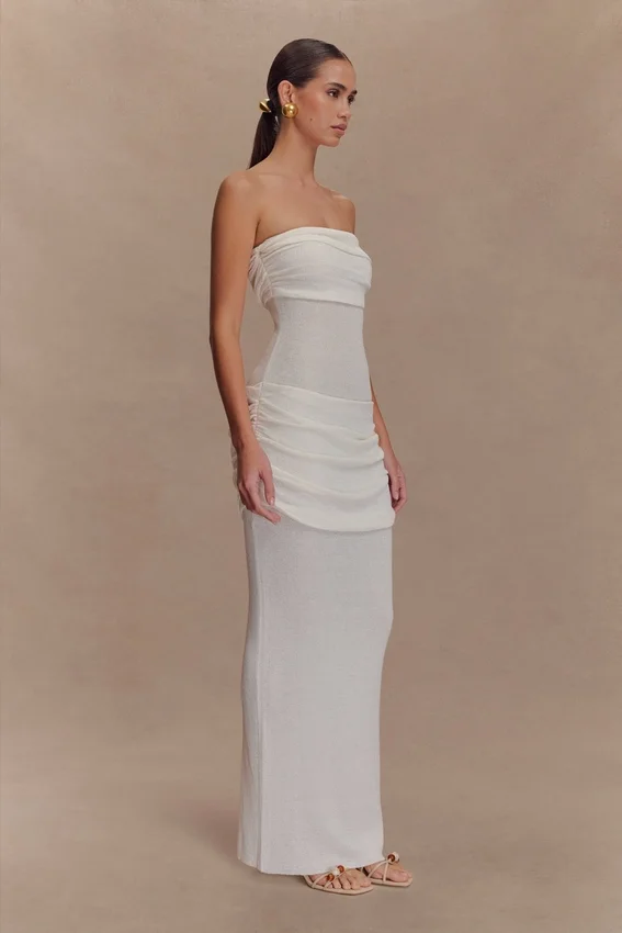 Elora Strapless Knit Maxi Dress – Ivory Elora Strapless Knit Maxi Dress – Ivory