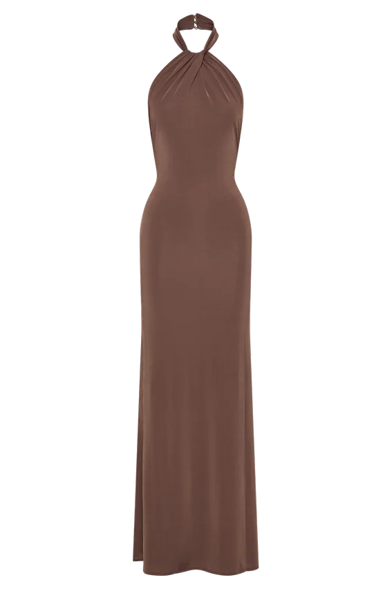 Elyna Slinky Halter Maxi Dress – Chocolate Elyna Slinky Halter Maxi Dress – Chocolate