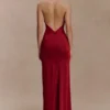 Elyna Slinky Halter Maxi Dress – Deep Red Elyna Slinky Halter Maxi Dress – Deep Red