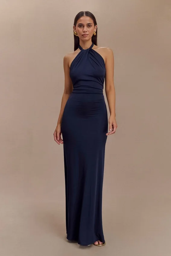Elyna Slinky Halter Maxi Dress – Navy Elyna Slinky Halter Maxi Dress – Navy