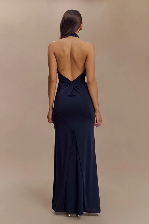 Elyna Slinky Halter Maxi Dress – Navy Elyna Slinky Halter Maxi Dress – Navy