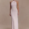 Elyna Slinky Halter Maxi Dress – Pale Pink