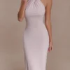 Elyna Slinky Halter Maxi Dress – Pale Pink