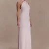 Elyna Slinky Halter Maxi Dress – Pale Pink